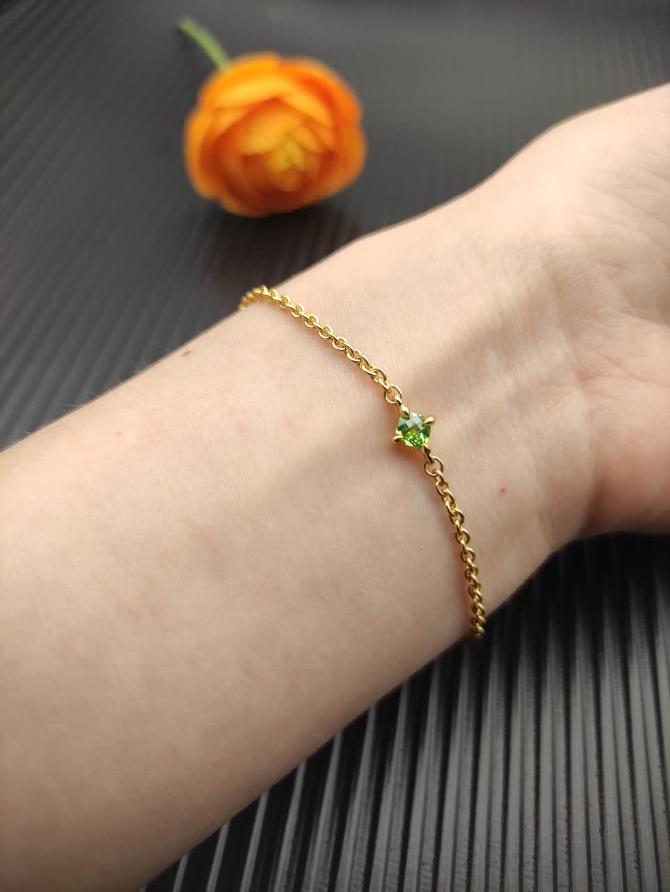 David Yurman Elegant Gold Bracelet with Green Gemstone